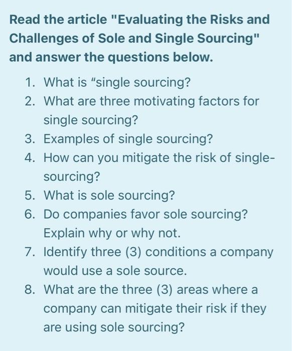 Read the article "Evaluating the Risks and