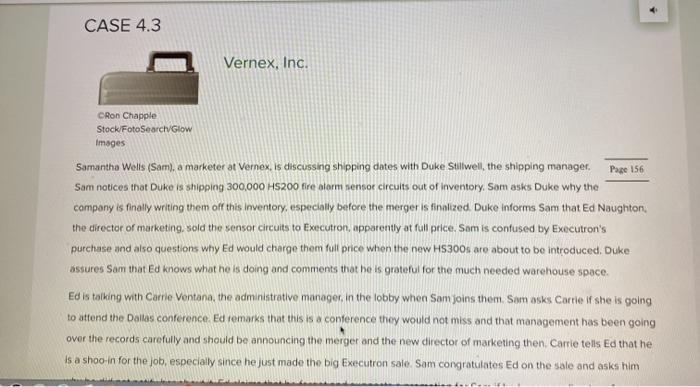 CASE 4.3 Vernex, Inc. Page 156 CRon Chapple Stock