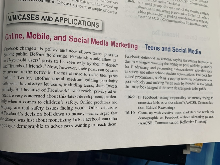 focusing on Facebook and the MINI CASE questions: