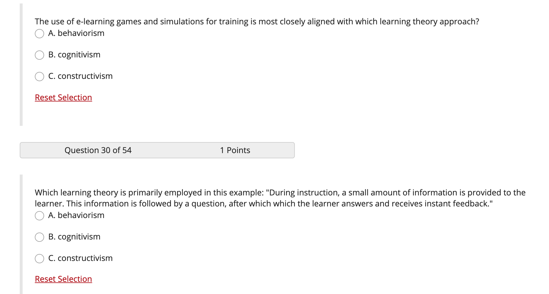 Please helppp The learning theory that focuses