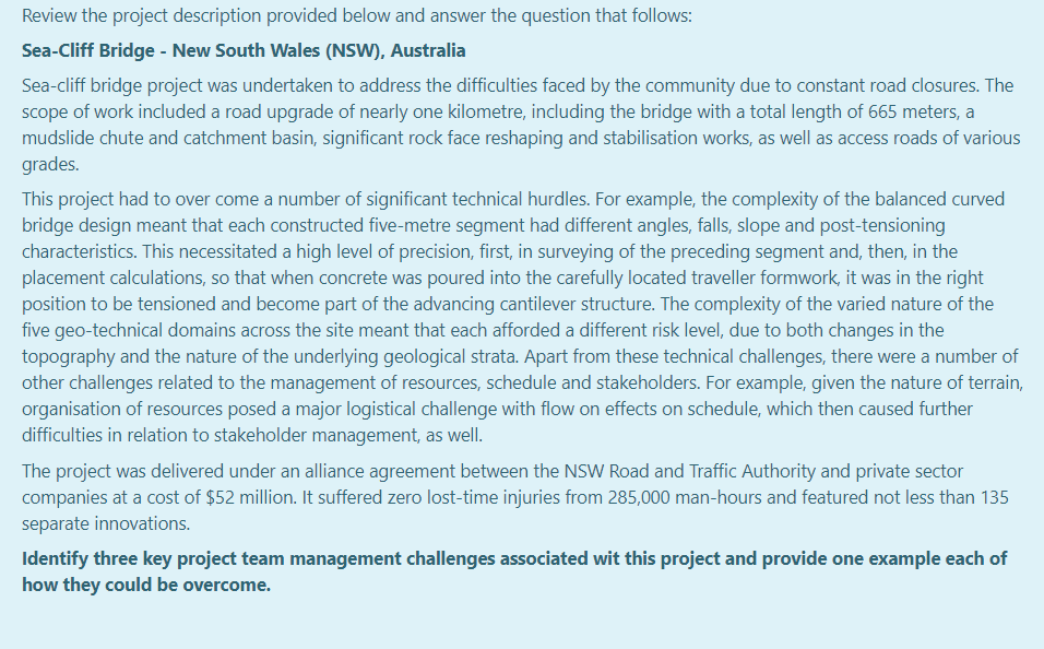 Review the project description provided below and