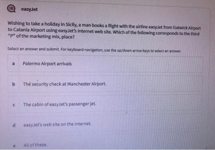 easyJet Wishing to take a holiday in Sicily, a