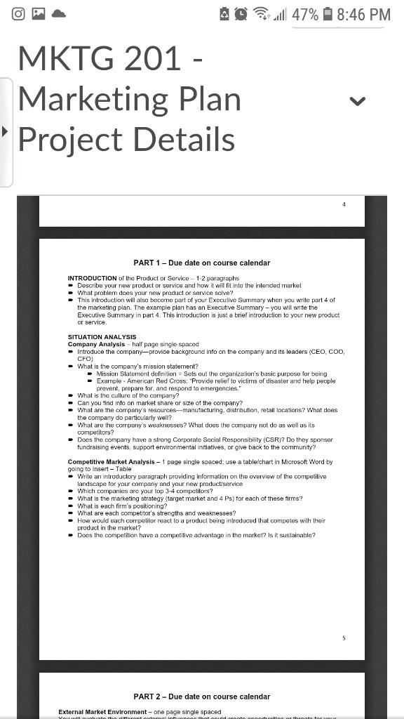 E 1) For the marketing plan project, I will work