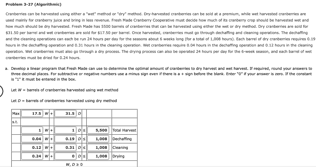 Problem 3-27 (Algorithmic) Cranberries can be