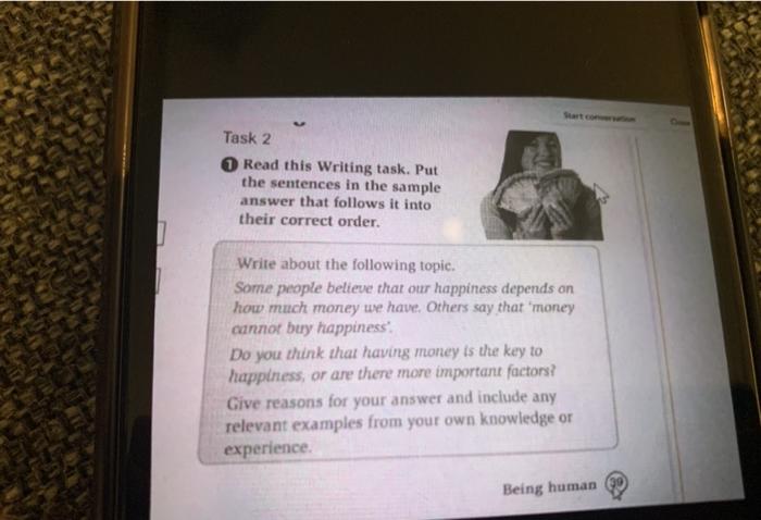 Task 2 Read this Writing task. Put the sentences