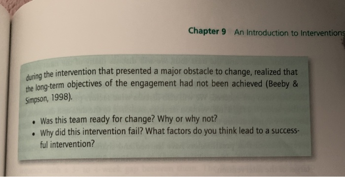 Chapter 9 An Introduction to Interventions during