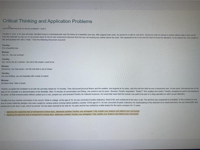 CRITICAL THINKING AND APPLICATION PROBLEM -