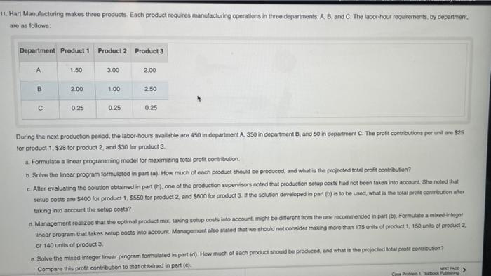 Formulate and solve by Solver. 16. Hart