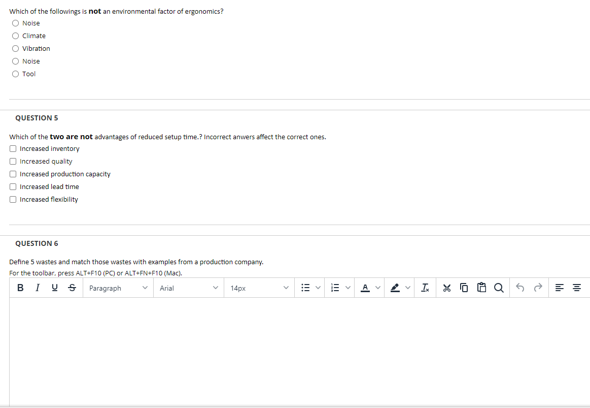 Define 5 wastes and match those wastes with