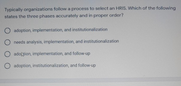 Typically organizations follow a process to