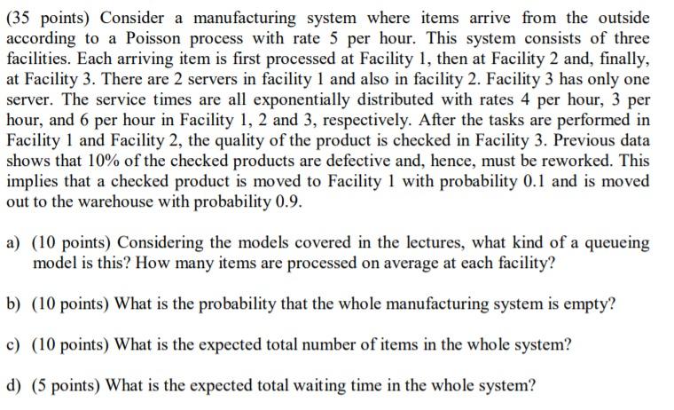 please solve clearly (35 points) Consider a