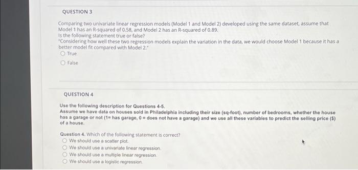 3-4 QUESTION 3 Comparing two univariate linear