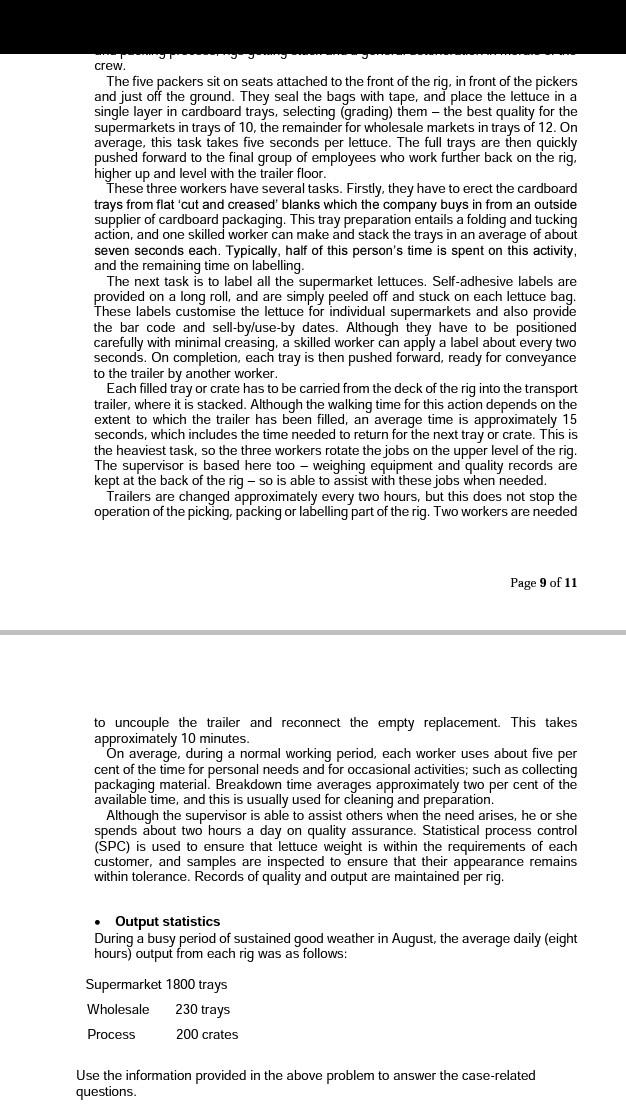 Topic: Planning and control CASE 2: Fresh Salads