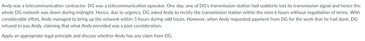 Andy was a telecommunication contractor. DG was a