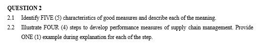 QUESTION 2 2.1 Identify FIVE () characteristics