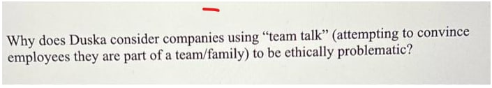 Why does Duska consider companies using "team