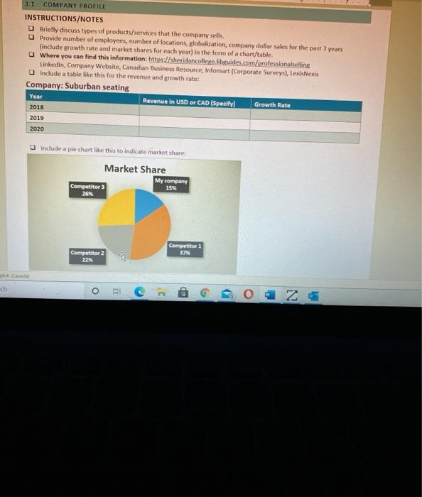 COMPANY PROFILE INSTRUCTIONS/NOTES Brietly