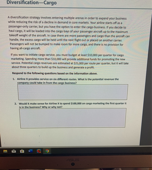 Diversification-Cargo A diversification strategy