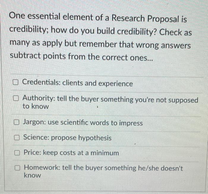 One essential element of a Research Proposal is