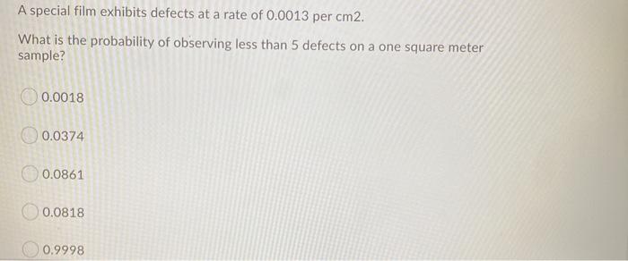 A special film exhibits defects at a rate of