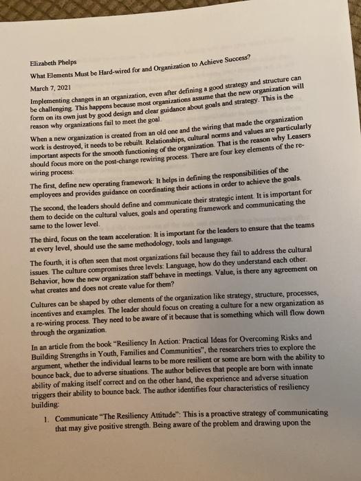 write a conclusion for this paper. Elizabeth