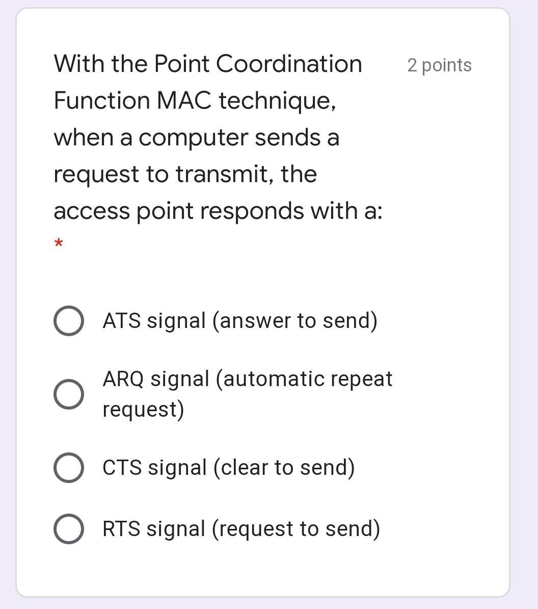 With the Point Coordination 2 points Function MAC