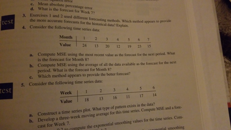 problem 4 a,b and c alcu error test c. Mean
