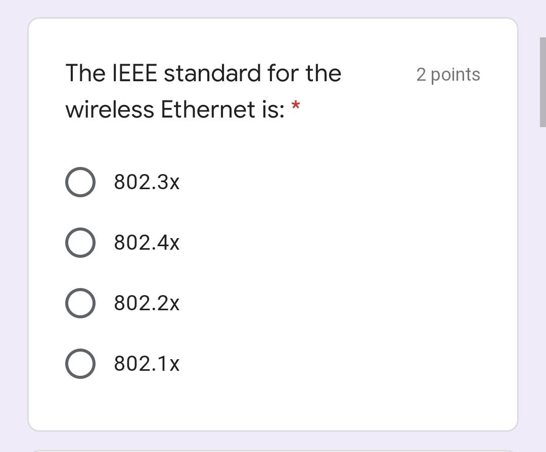 The IEEE standard for the 2 points * wireless