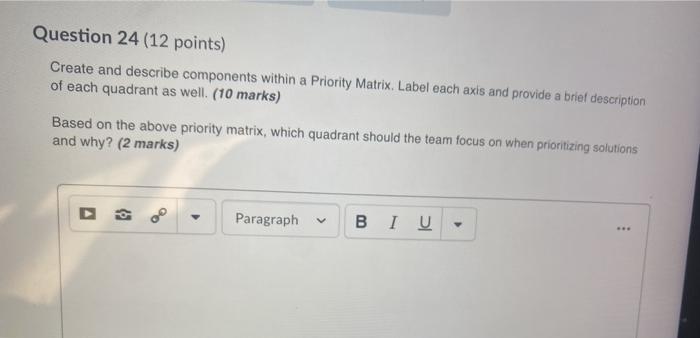 Question 24 (12 points) Create and describe