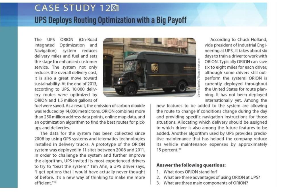 CASE STUDY 1201 UPS Deploys Routing Optimization