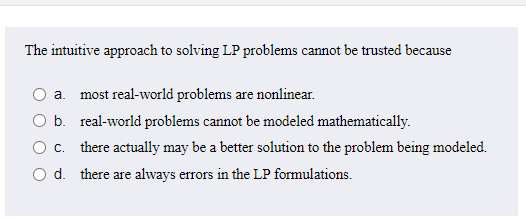 The intuitive approach to solving LP problems