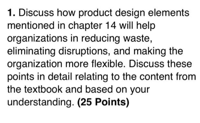1. Discuss how product design elements mentioned