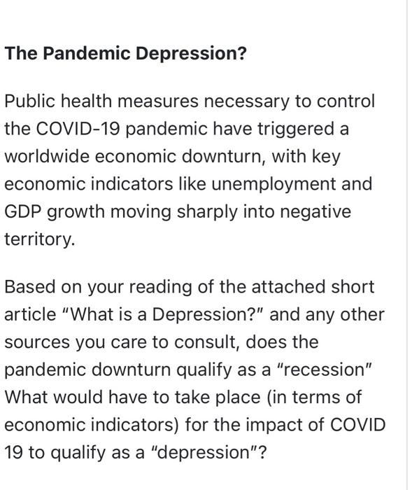 please help me witb this WHAT IS A DEPRESSION? In