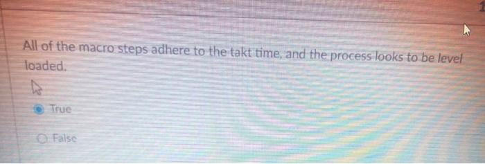 All of the macro steps adhere to the takt time,