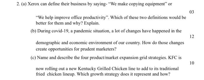 fast within 20 mins marketing 2. (a) Xerox can