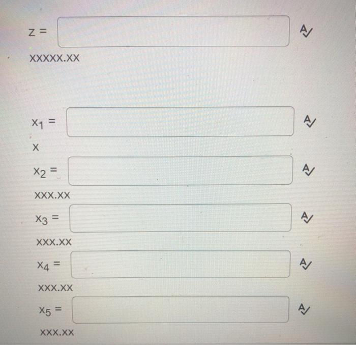 Question 2 (8 points) Max Z= 10X1 + 20X2 + 7X3 +