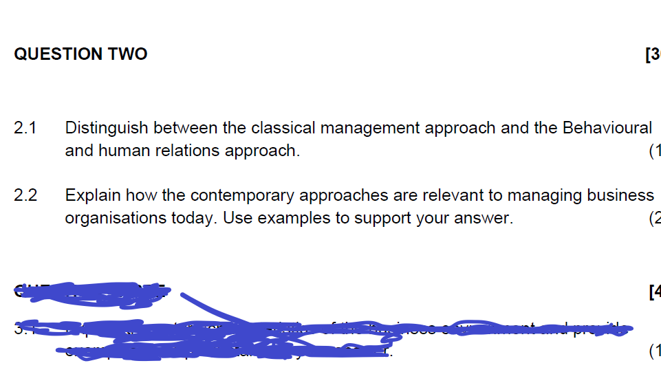 QUESTION TWO [3 2.1 Distinguish between the