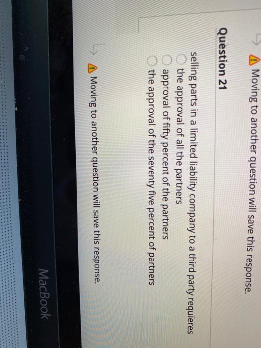 Moving to another question will save this