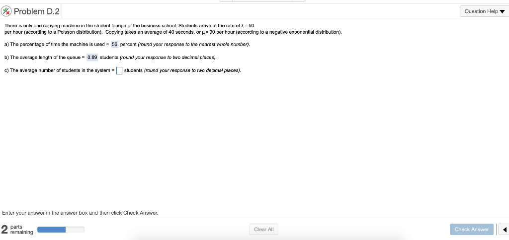 Problem D.2 Question Help There is only one