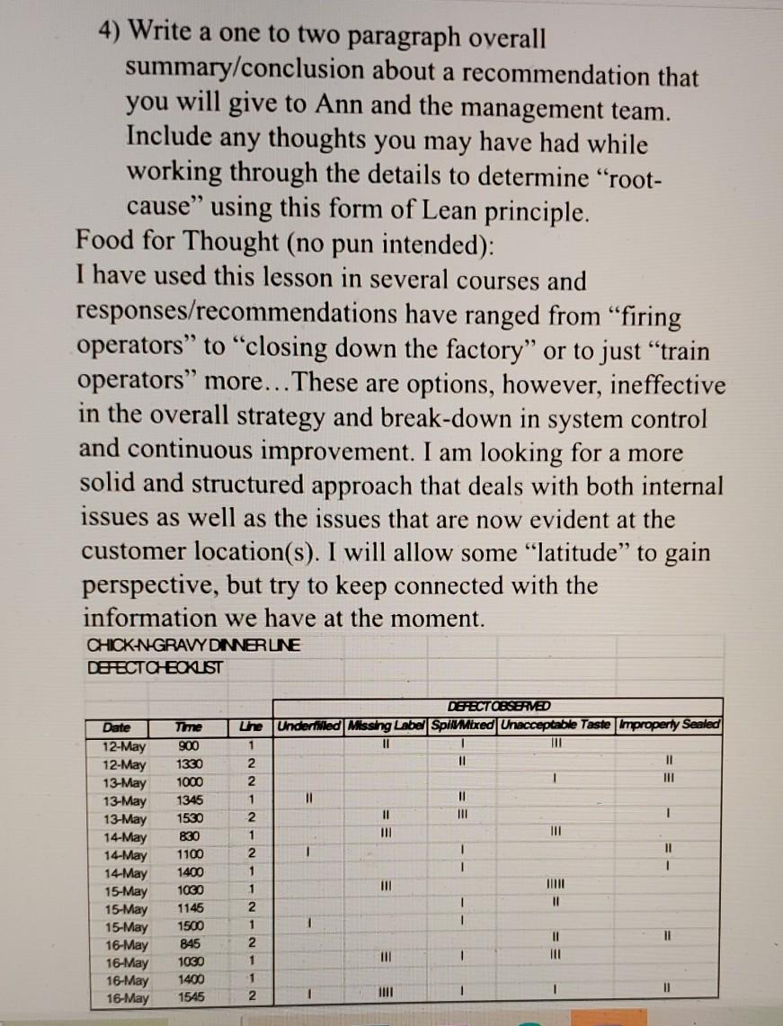 4) Write a one to two paragraph overall