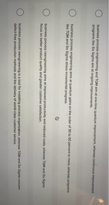 Business process engineering, TQM, and Six Sigma