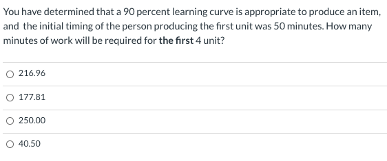 A simple project listing of four activities,