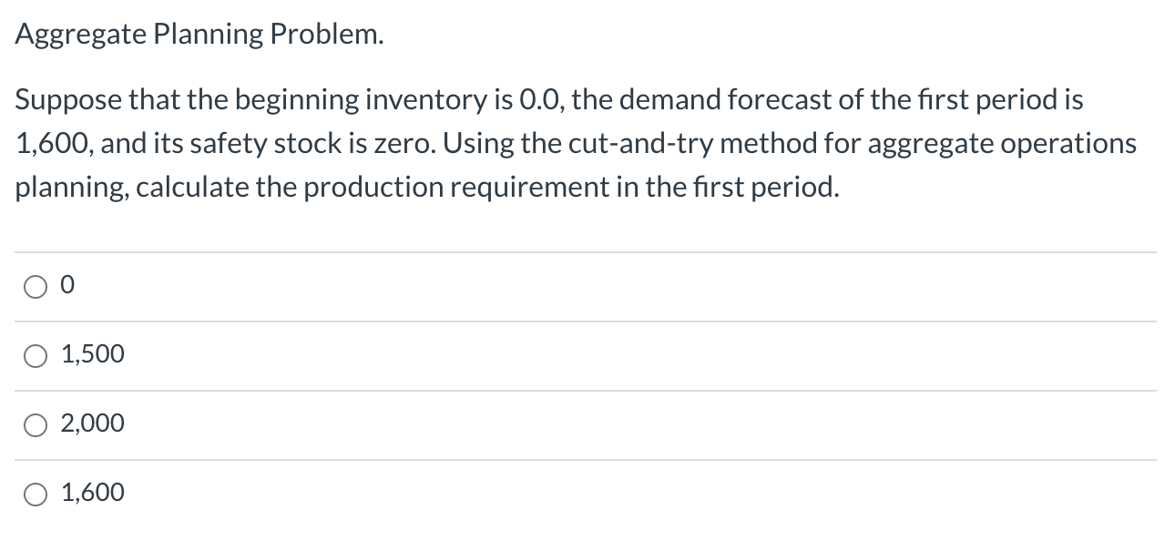 Aggregate Planning Problem. Suppose that the