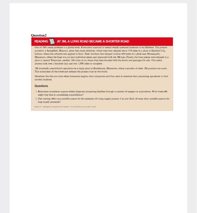 Question2 READING AT 3M A LONG ROAD BECAME A