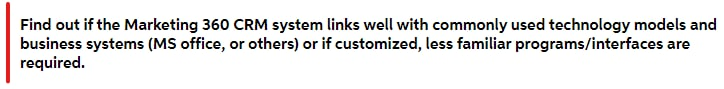 Find out if the Marketing 360 CRM system links