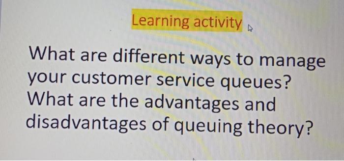 Learning activity What are different ways to