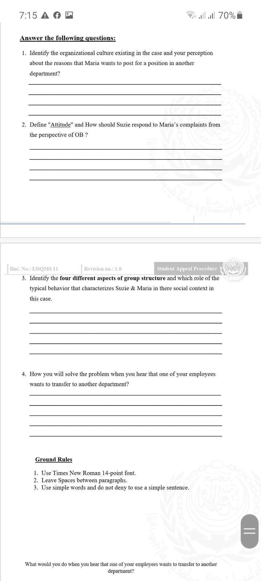 Solve this case study subject: organizational