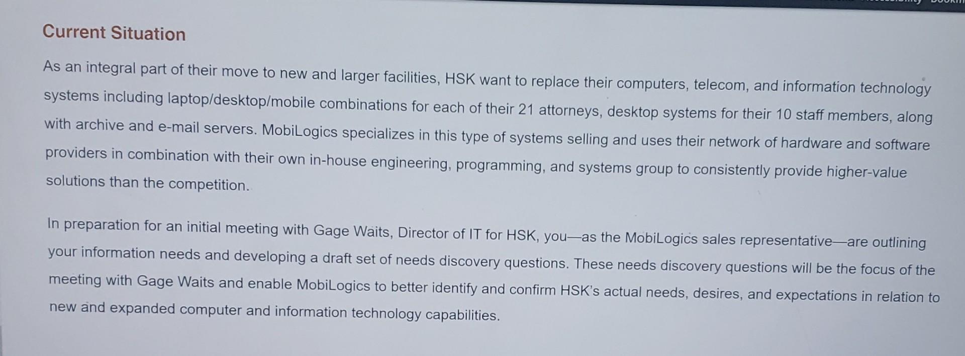 Mobilogics and HSK, PC Background This case