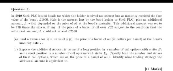 Question 1. In 2019 Shell PLC issued bonds for