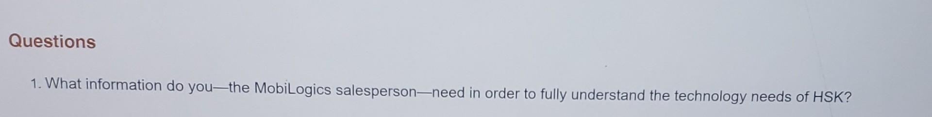 Mobilogics and HSK, PC Background This case